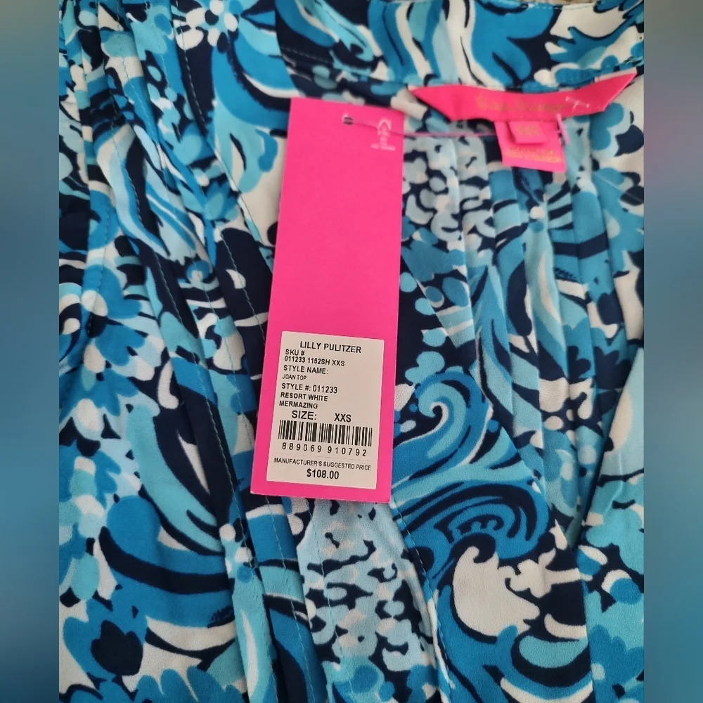 Lilly Pulitzer Joan Top Resort White Mermazing New With Tags - Picture 4 of 4